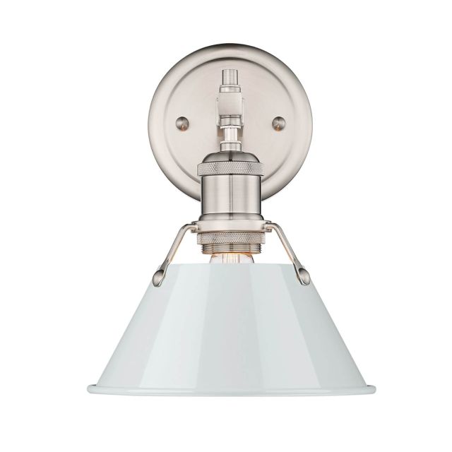 Golden Lighting Orwell 1 Light 8 inch Bath Vanity Light in Pewter with Dusky Blue Shade 3306-BA1 PW-DB